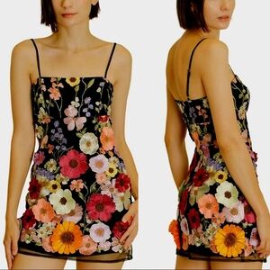 Storia Floral Collaged Bodycon Mini  Dress Cottagecore Sz S